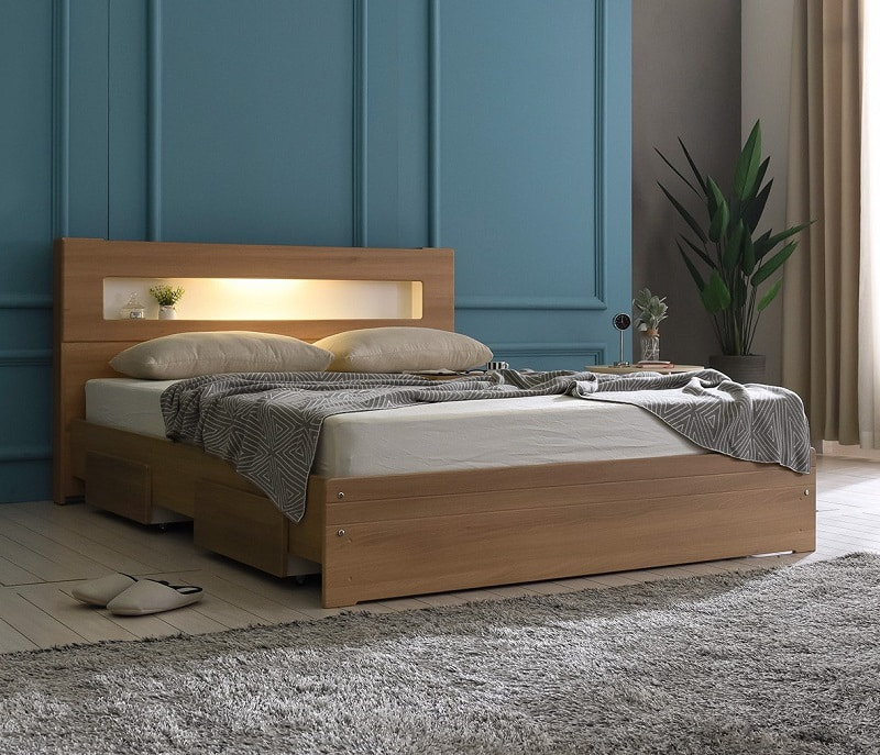 Giường gỗ có đèn LED tích hợp: