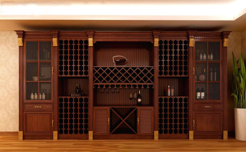 Mẫu tủ rượu gỗ ốp tường