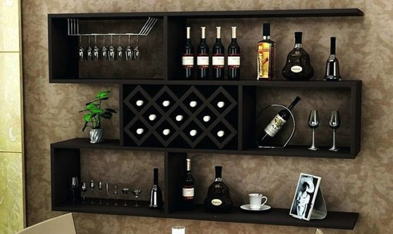 Mẫu tủ rượu gỗ treo tường