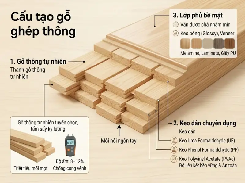 Cấu tạo gỗ ghép thông