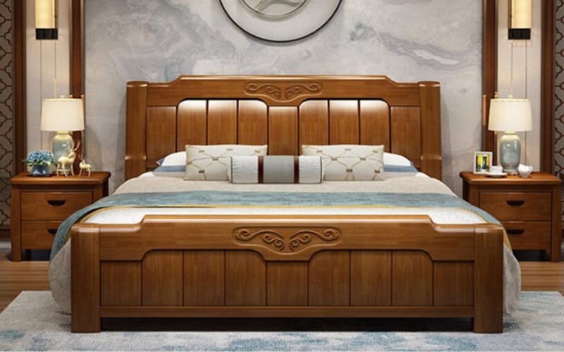 Mẫu giường gỗ tân cổ điển