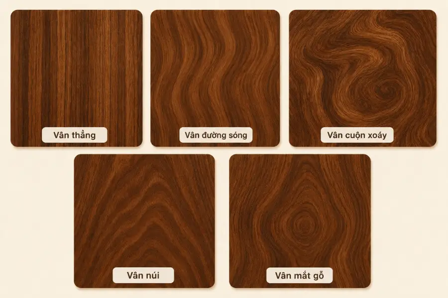 Các kiểu vân gỗ óc chó