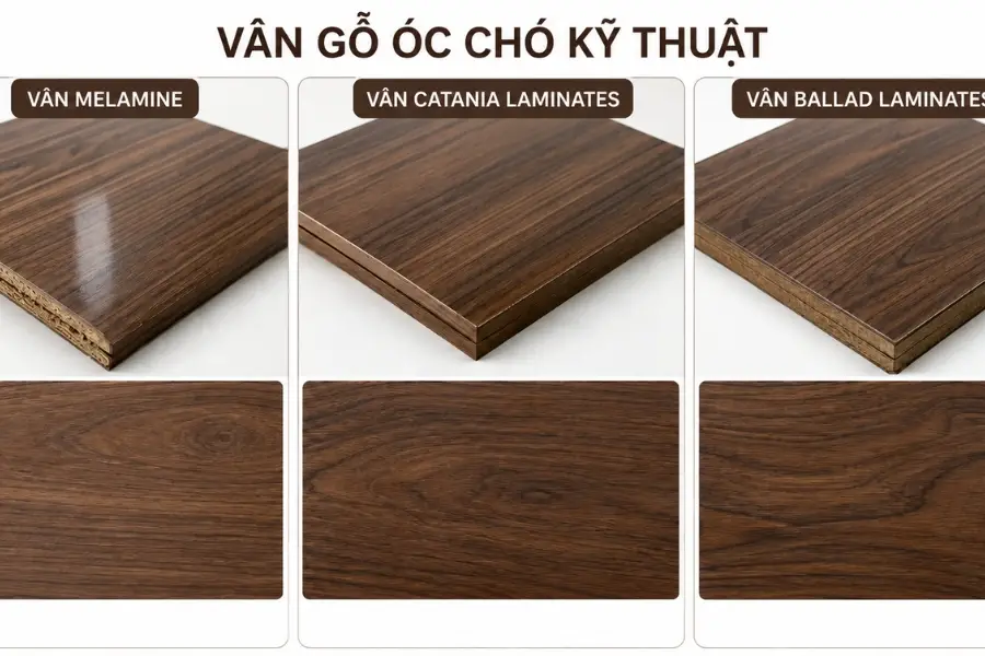 các vân gỗ óc chó kỹ thuật phổ biến