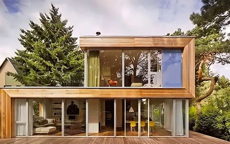 Nhà gỗ mái bằng hiện đại