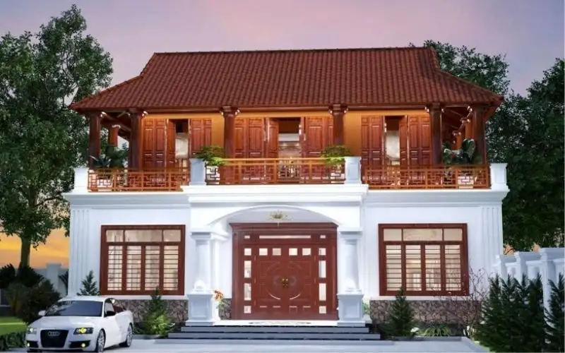 Nhà gỗ 2 tầng hiện đại