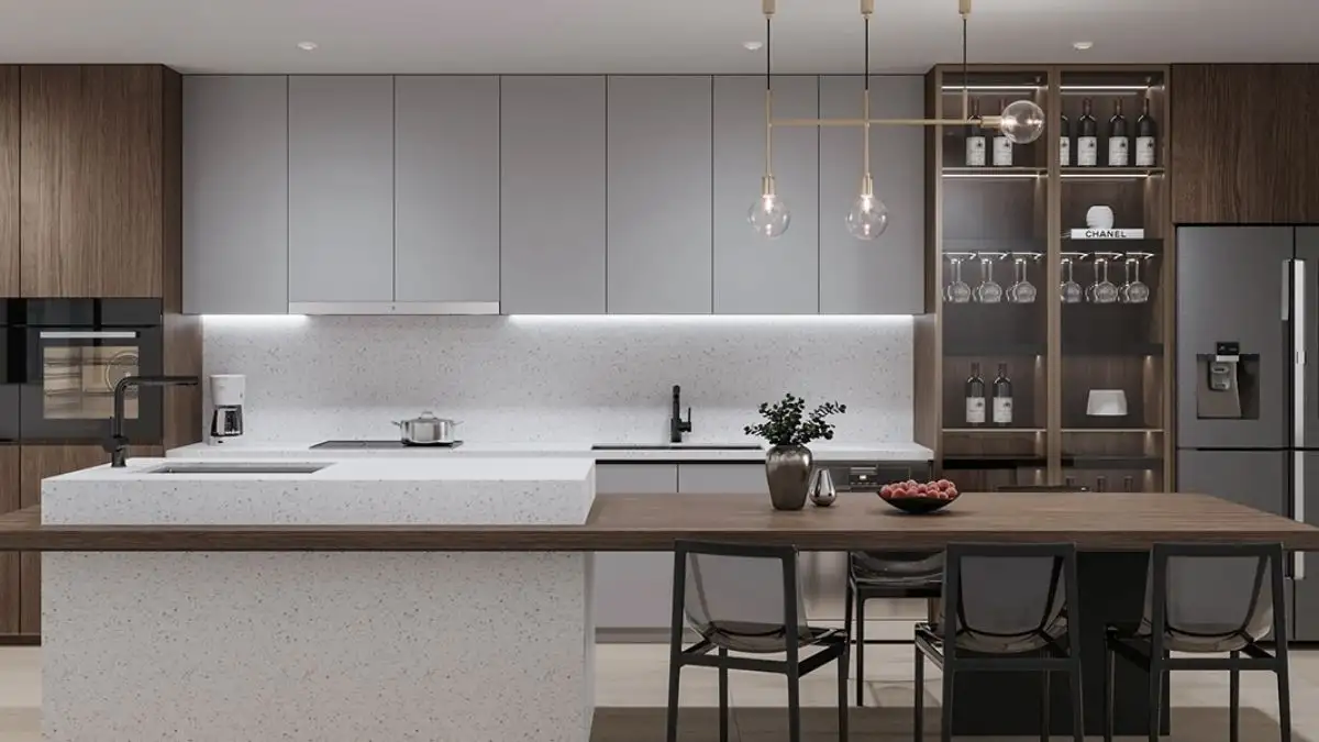 Xu Hướng Thiết Kế Tủ Bếp Gỗ Óc Chó Năm 2026