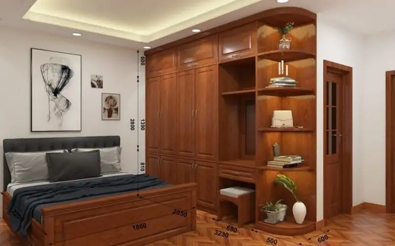 Tủ quần áo gỗ trong phòng ngủ