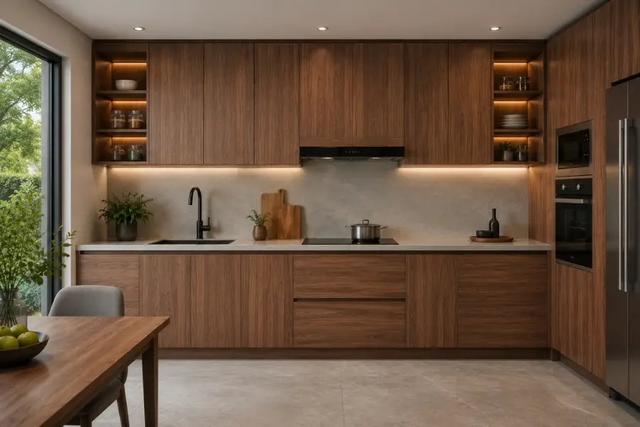 Tủ bếp chó melamine vân gỗ