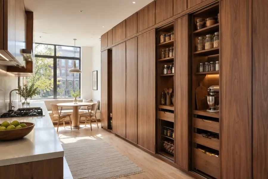 Tủ bếp óc chó có tủ pantry capo