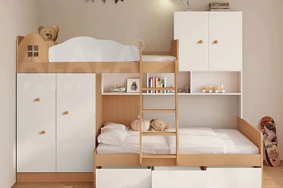 Mẫu giường tầng tích hợp ngăn kéo