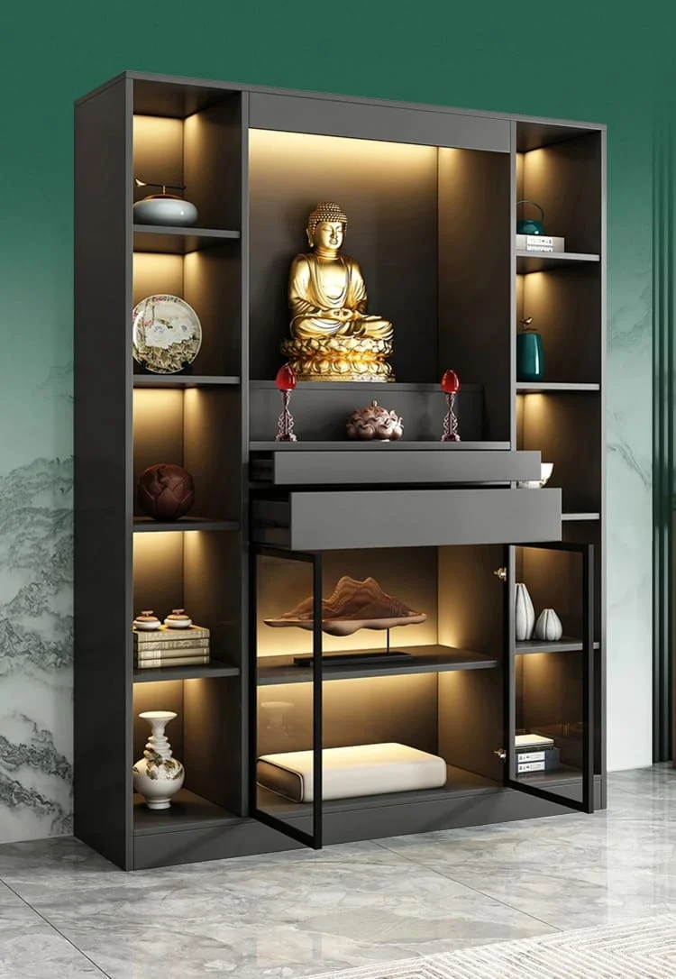 Bàn Thờ Gỗ Công Nghiệp Kết Hợp Kính Cường Lực