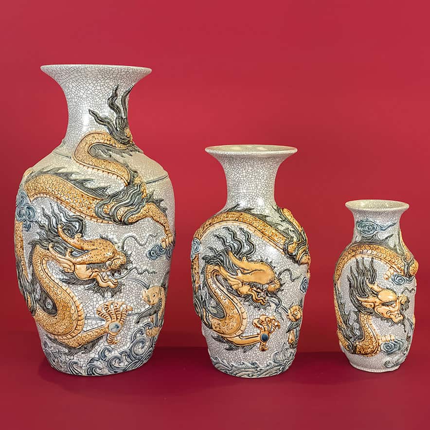 Lục Bình Đắp Nổi Hoa Văn