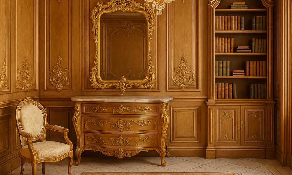 Chất liệu gỗ sang trọng được sử dụng hầu hết trong thiết kế Rococo