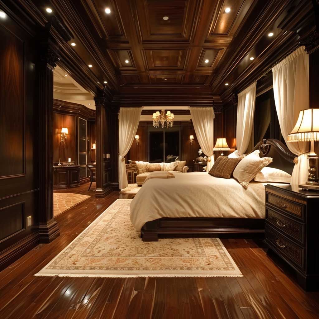 Mẫu trần gỗ tự nhiên cho phòng ngủ