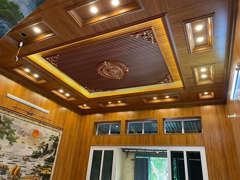 Trần gỗ tự nhiên sang trọng ấm cúng