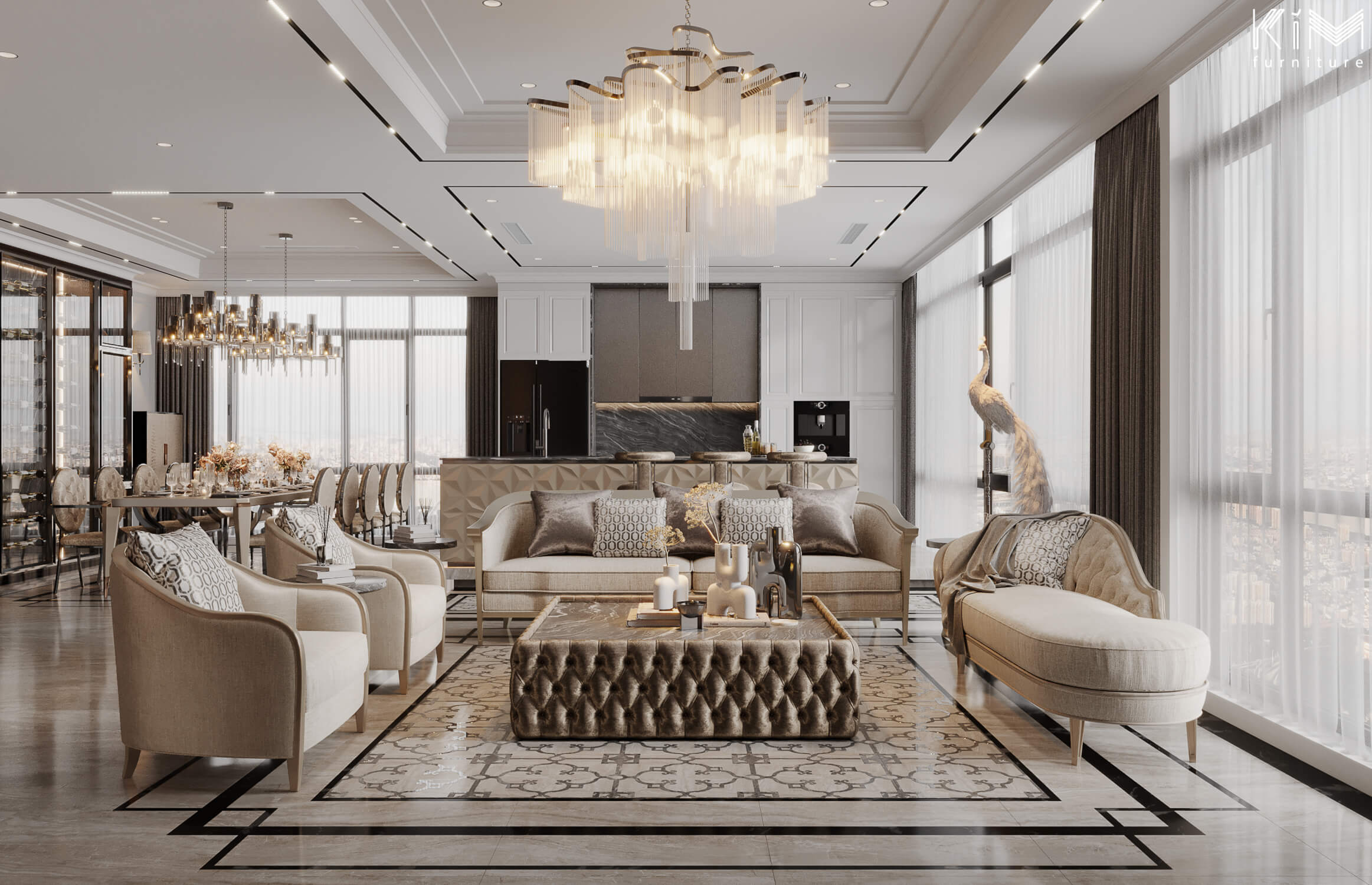 Trần thạch cao phong cách Luxury