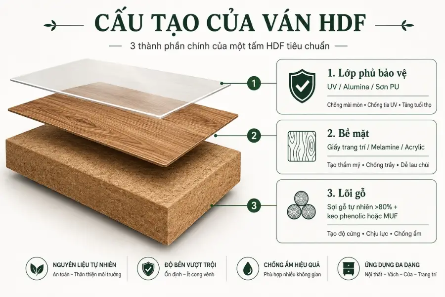 Cấu tạo ván HDF