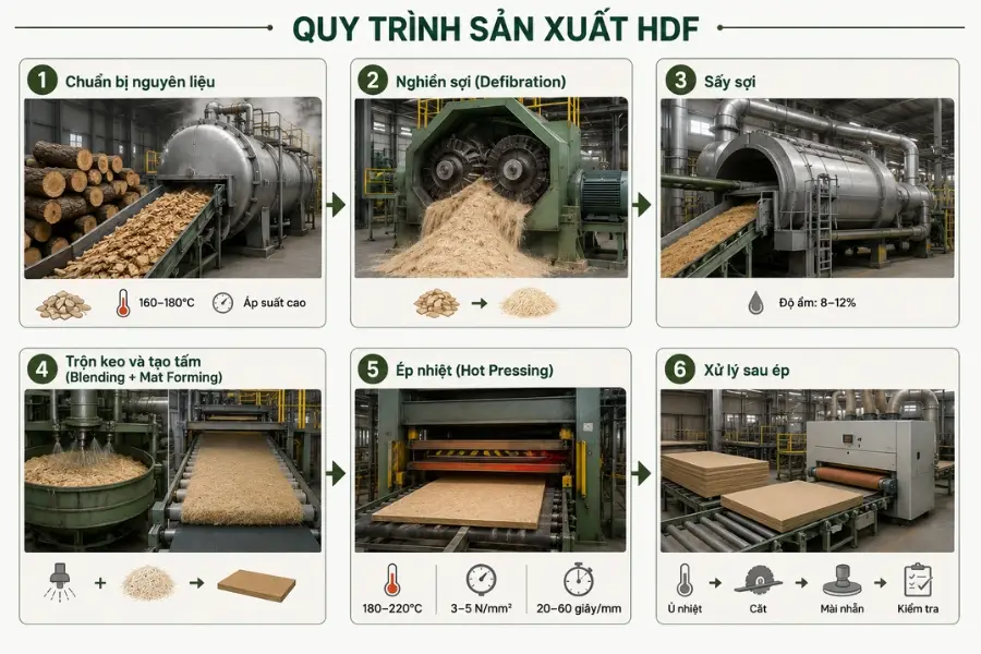 Quy trình sản xuất ván HDF