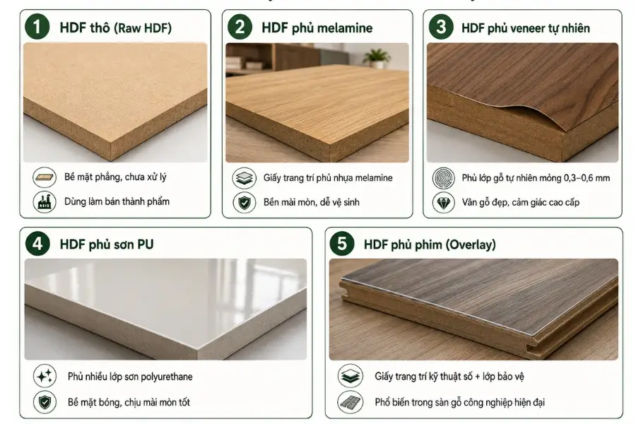 phân loại bán hdf theo bề mặt