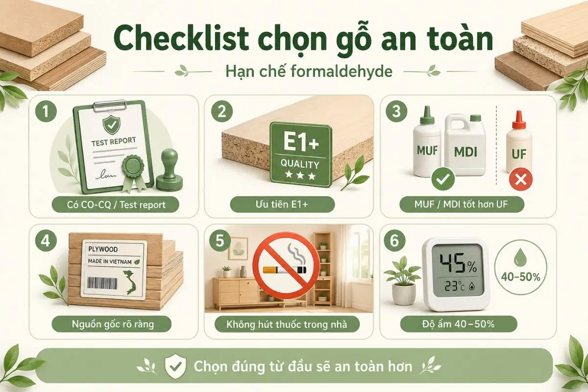 Lưu ý khi mua vật liệu gỗ để tránh formaldehyde