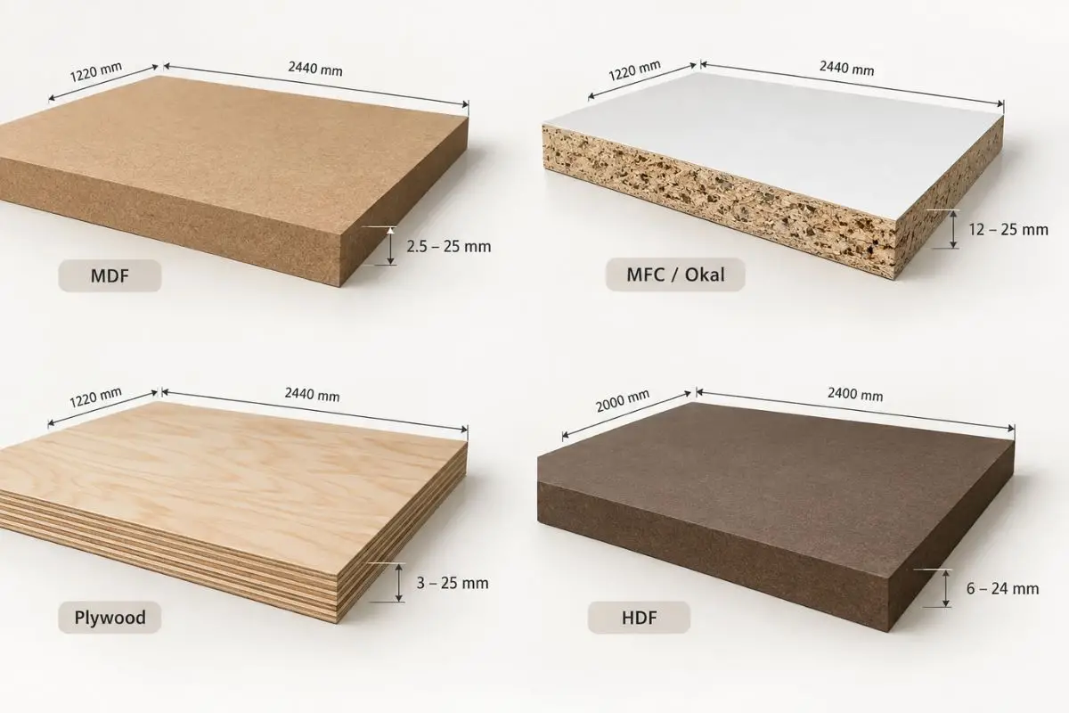 Kích Thước Tiêu Chuẩn Theo Từng Loại Ván Ép 