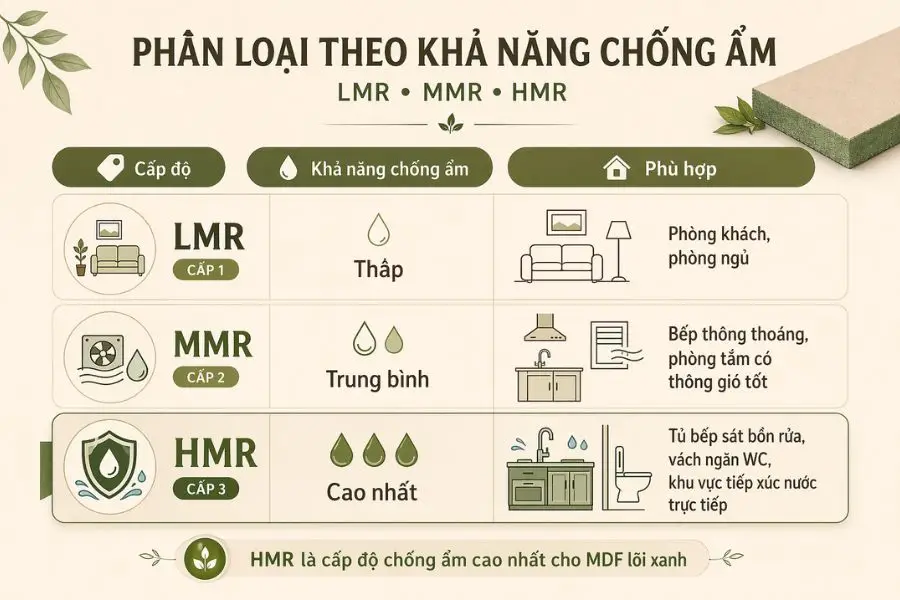 Phân loại ván MDF lõi xanh 