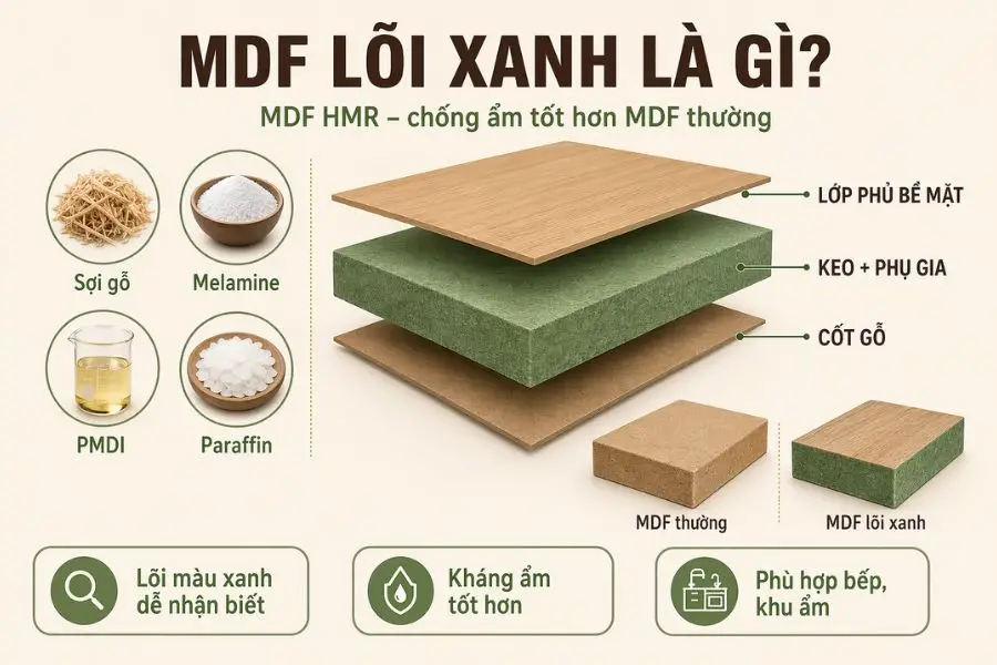 Gỗ mdf lõi xanh là gì