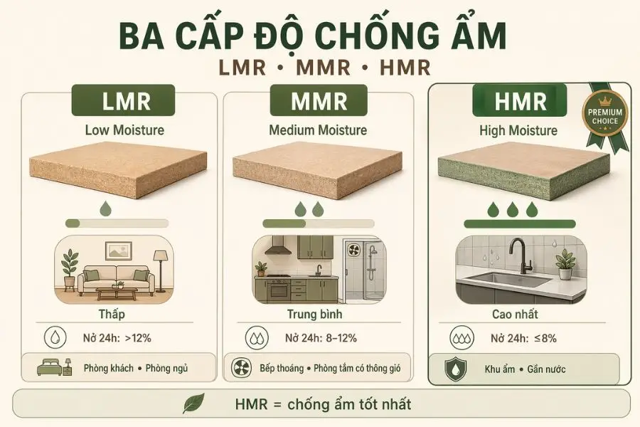 Ba cấp độ chống ẩm: LMR – MMR – HMR