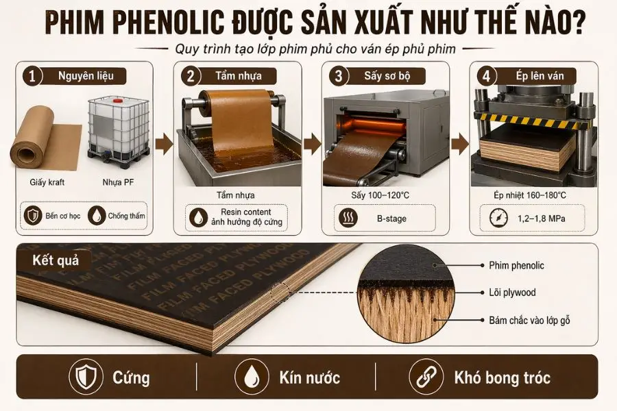 Quy trình sản xuất phim phenolic 