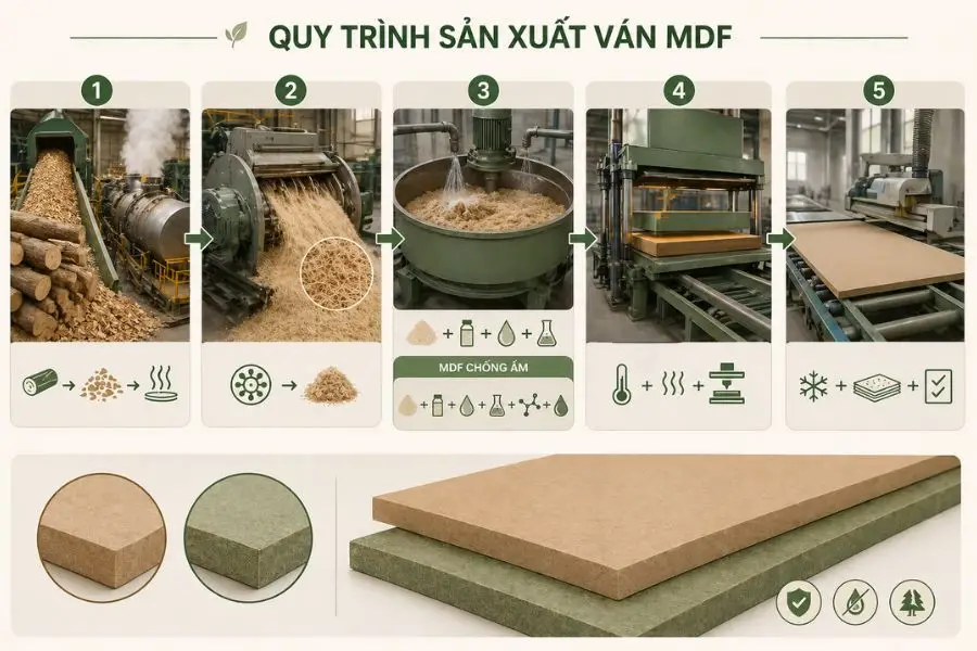 Quy trình sản xuất ván MDF
