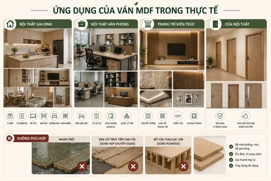 Ứng dụng ván ép MDF