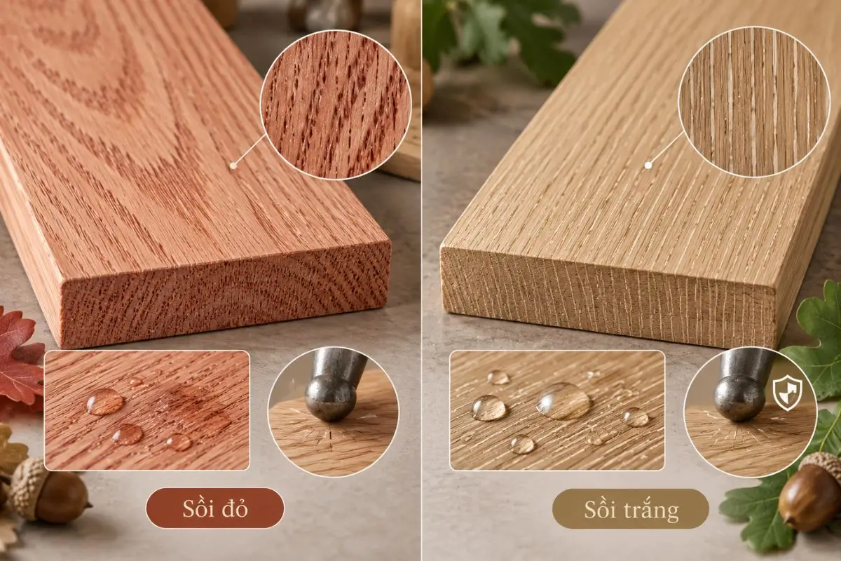 Những Khác Biệt Quan Trọng Giữa Gỗ Sồi Trắng Và Sồi Đỏ